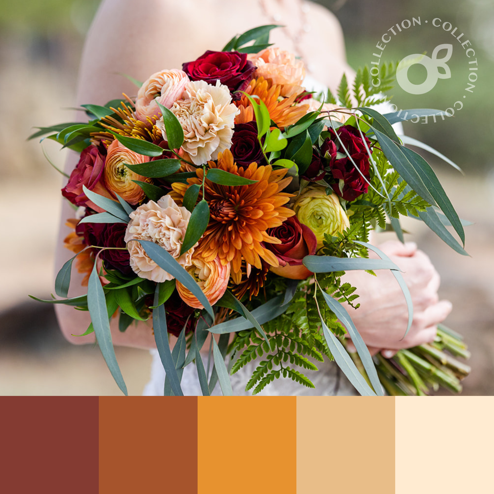 Fall Rustic Wrist Corsage / Bridesmaid Corsage / Mother of the Bride /  Terracotta / Eucalyptus Greenery / Burnt Orange 